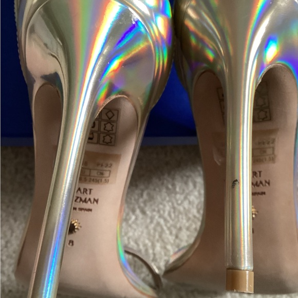 Stuart Weitzman Gold Strappy Heels - Picture 3 of 7